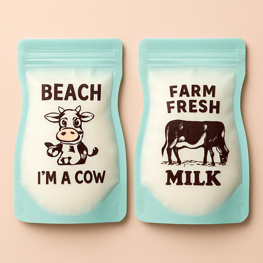 Hand-Drawn Breast Milk Storage Bags - Cow Version