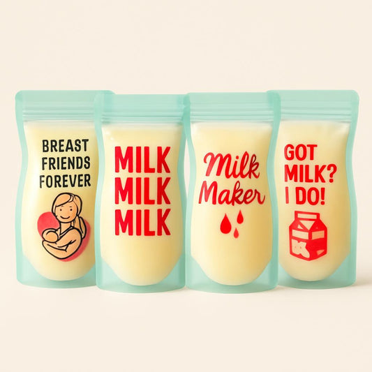 Hand-Drawn Breast Milk Storage Bags - Pink Version